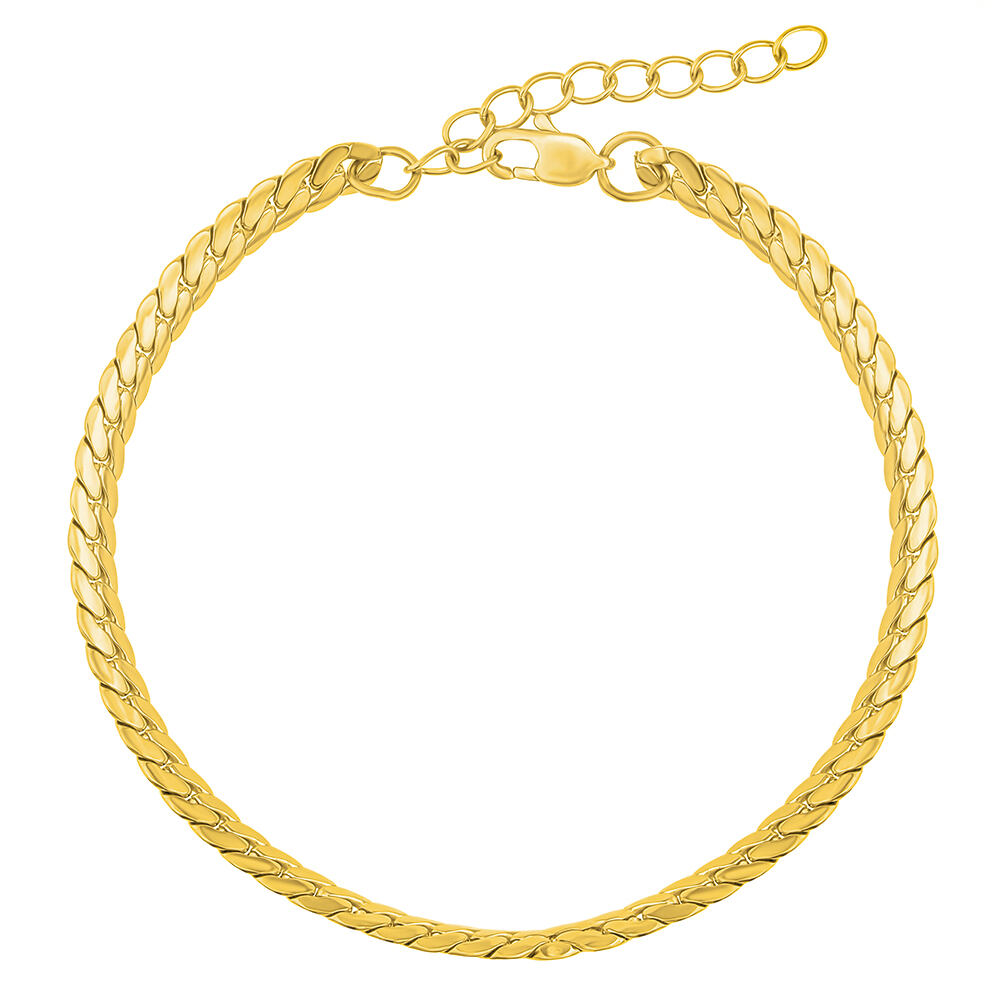 Silvego Náramok Curb Pancr z chirurgickej ocele pozlátený 18kt žltým zlatom s predĺžením - 4 mm KMM235080BPGP