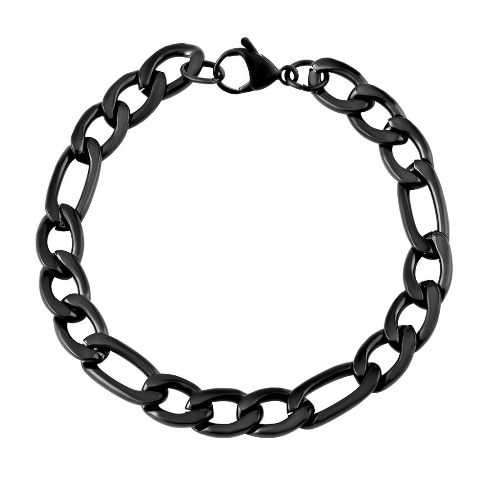 SILVEGO Náramek FIGARO z chirurgické oceli černý 8 mm KMM170372B