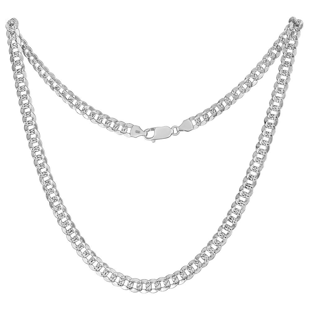 Stříbrný náhrdelník Curb Pancr s diamantovým výbrusem - 6 mm varianta 45 cm