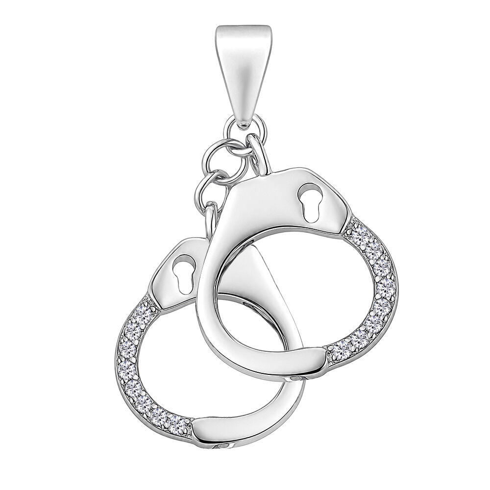 Stříbrný přívěsek pouta Handcuffs s Brilliance Zirconia