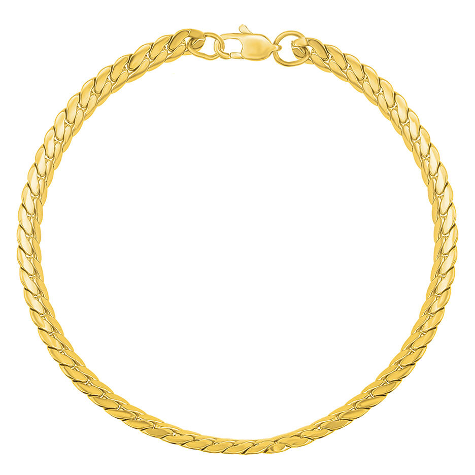 Silvego Náramok Curb Pancr z chirurgickej ocele pozlátený 18kt žltým zlatom - 4 mm KMM235080BGP