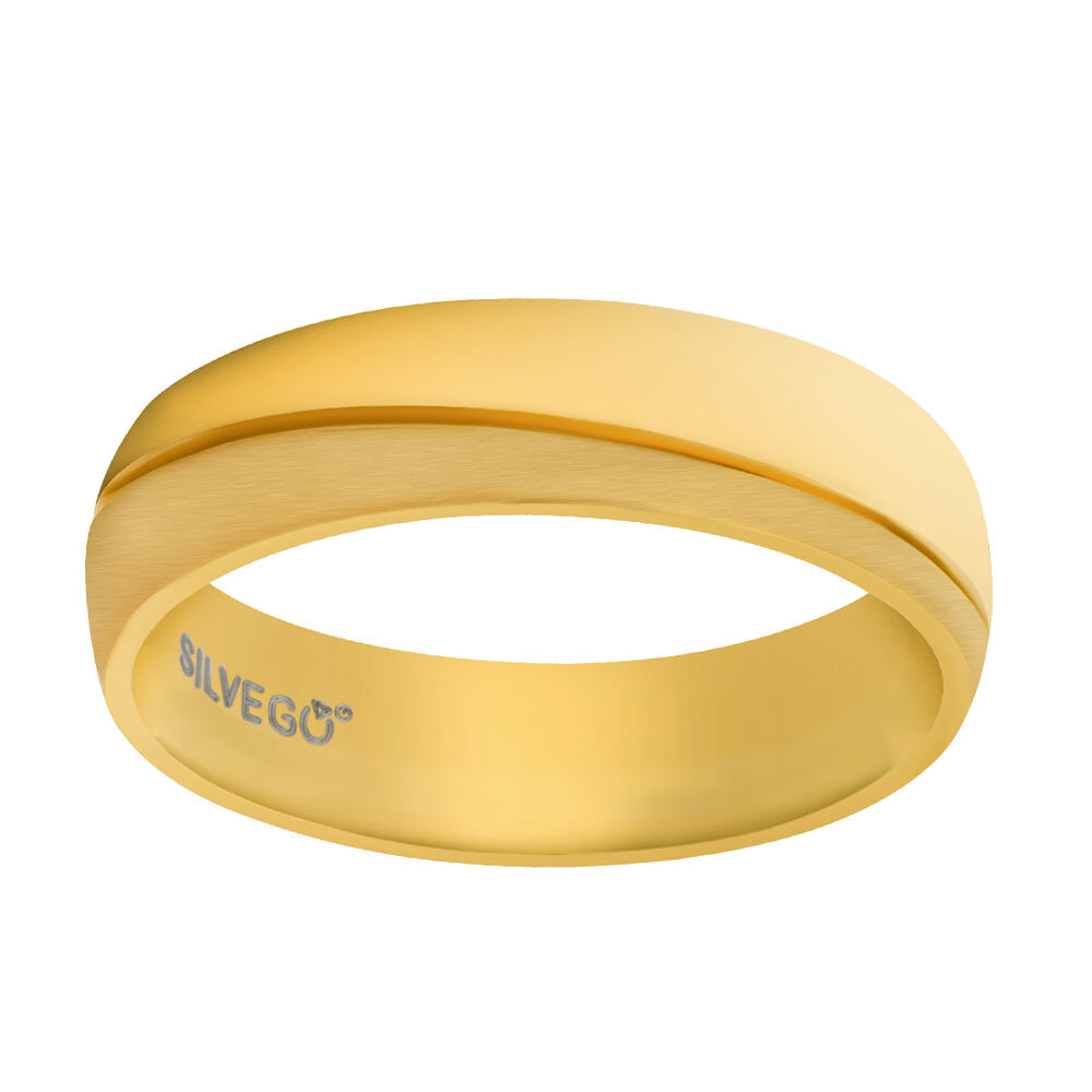 Silvego Snubný prsteň Glamis z chirurgickej ocele pre mužov aj ženy pozlátený 18 kt žltým zlatom RRC8453GPM