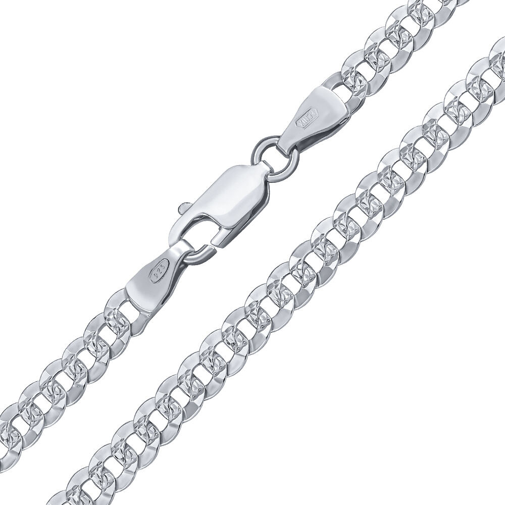 Stříbrný náhrdelník Curb Pancr s diamantovým výbrusem - 4,3 mm varianta 50 cm