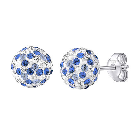Silvego Strieborné náušnice kôstky Odette guličky 8 mm so Swarovski® Crystals tmavo modrá dámske aj detské SILVEGOB36120PDB08