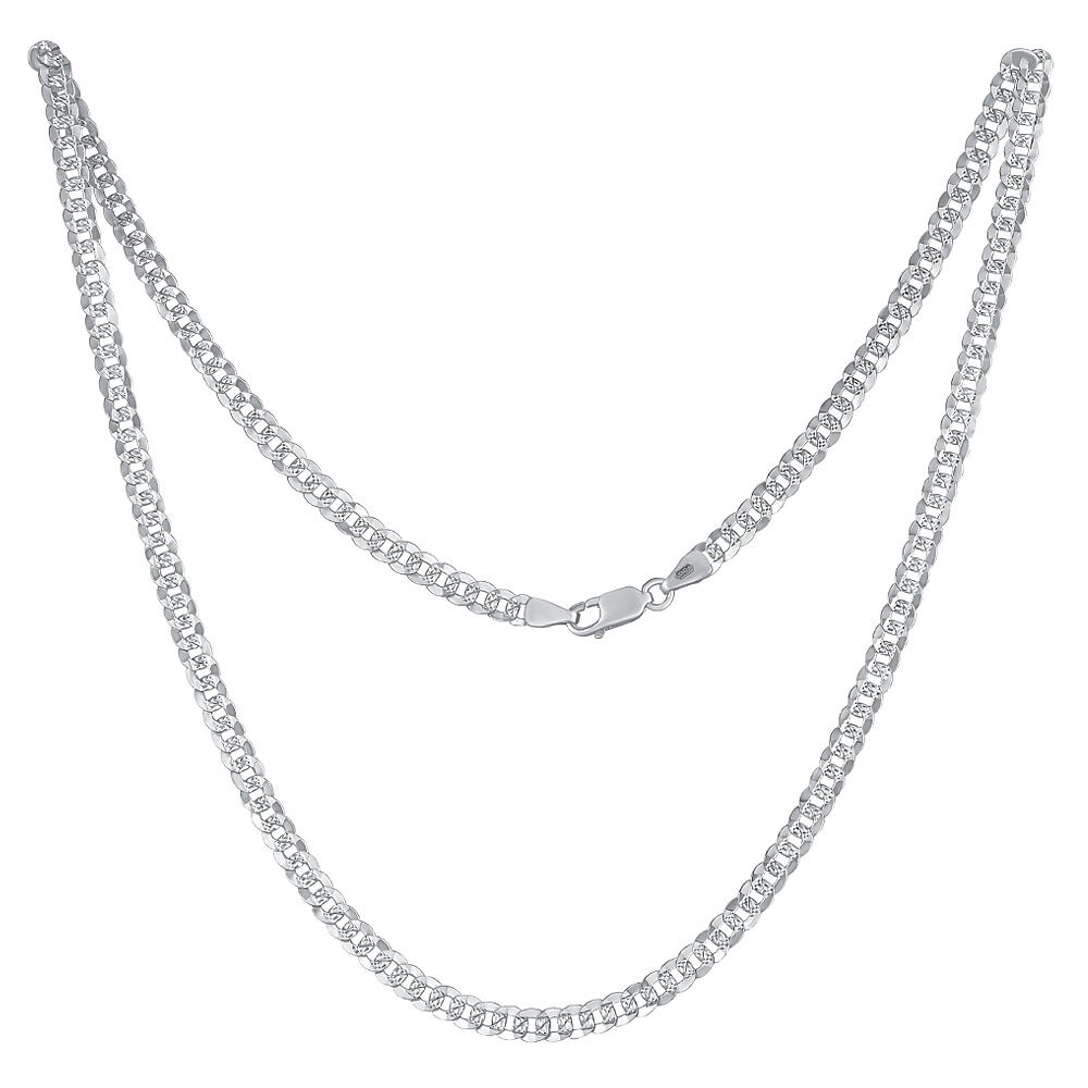 Stříbrný náhrdelník Curb Pancr s diamantovým výbrusem - 4,3 mm varianta 50 cm