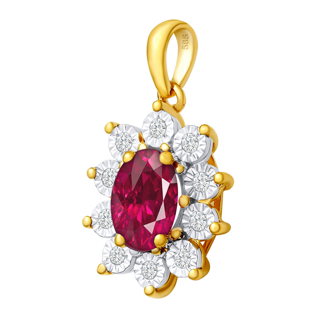 Diamantový přívěsek Kate ze žlutého zlata s přírodním rubínem a diamanty 0,06 ct