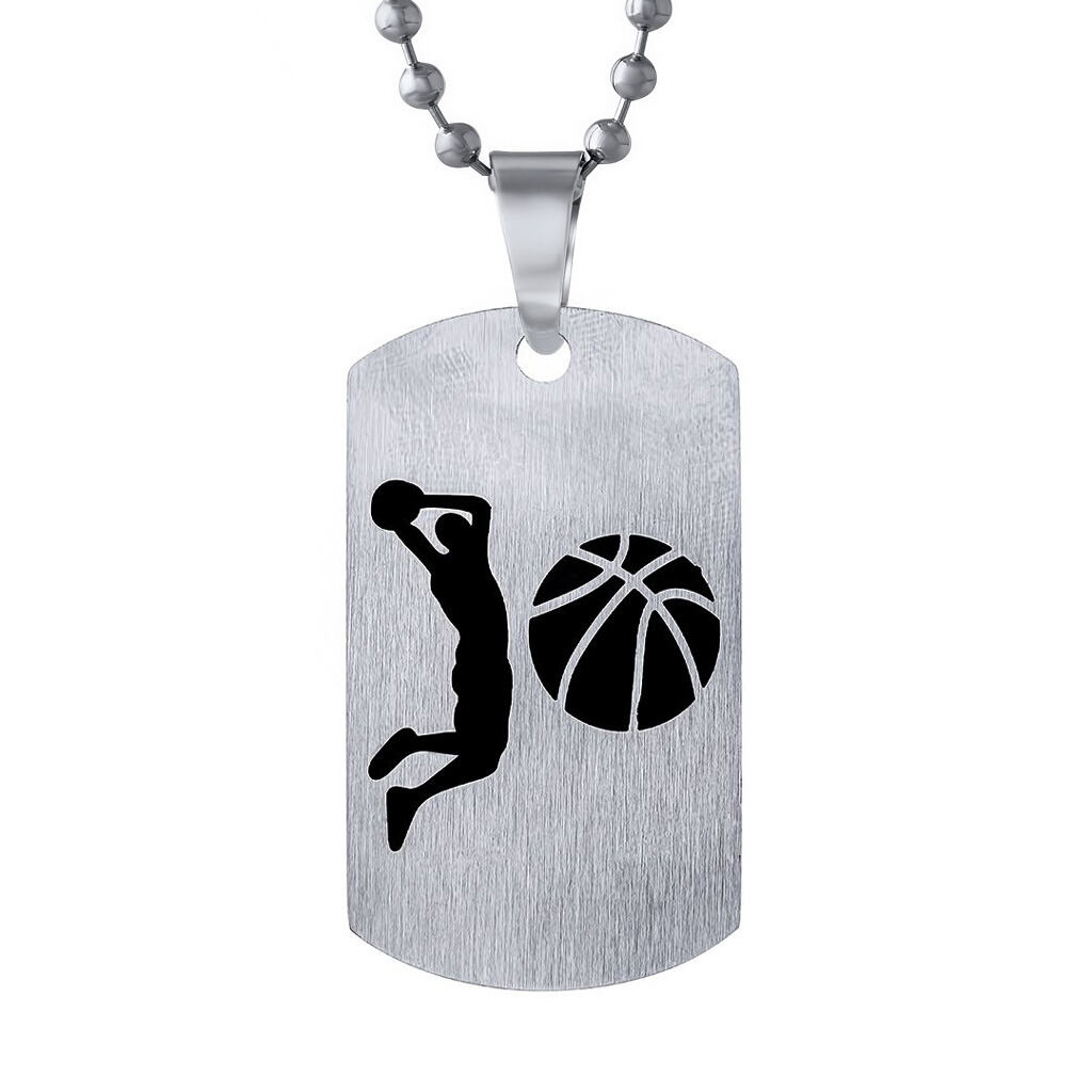 Silvego Oceľový prívesok Basketbal - vrátane retiazky 60cm RRC0884-B