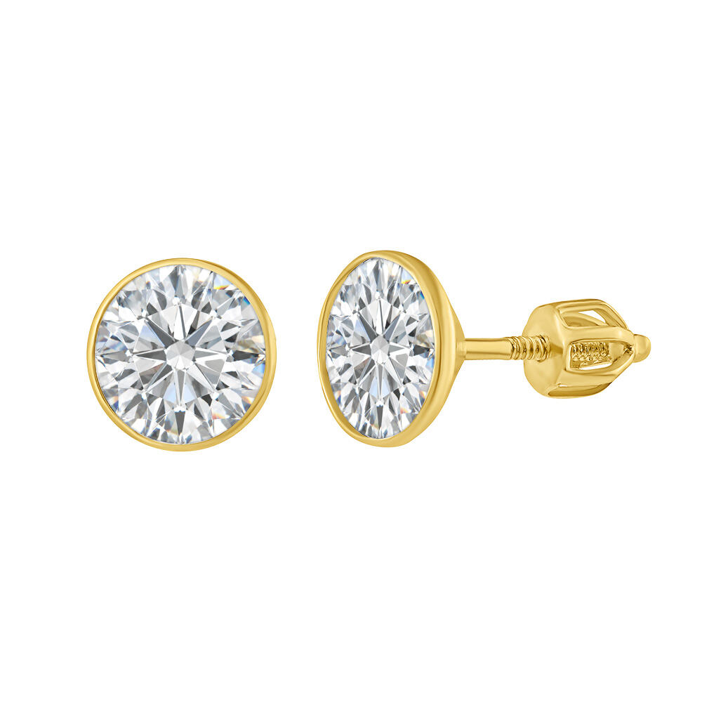 Stříbrné náušnice pecky Jenis pozlacené žlutým zlatem s Brilliance Zirconia 8 mm