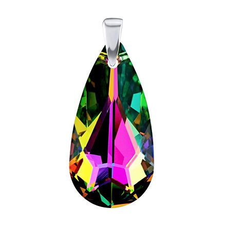 Silvego Strieborný prívesok Kvapka 24mm zelená so Swarovski® Crystals LSW010P