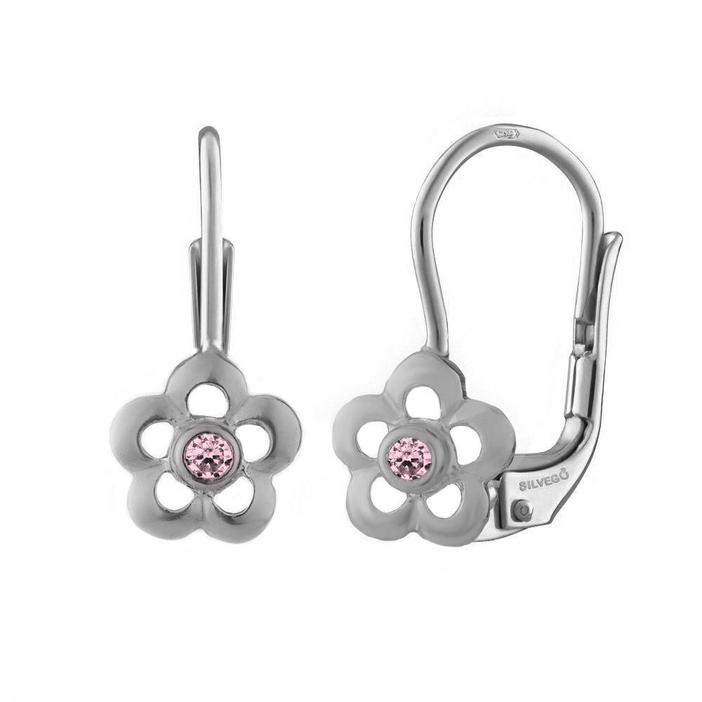 Stříbrné náušnice pro děti Janine se Swarovski® Zirconia světle růžové