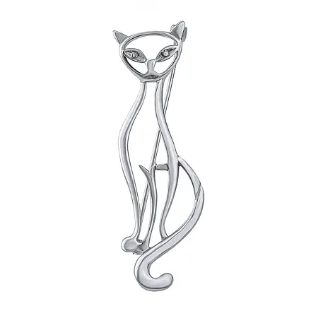 Silvego Strieborná brošňa mačka Pretty - 6 cm PRM10196