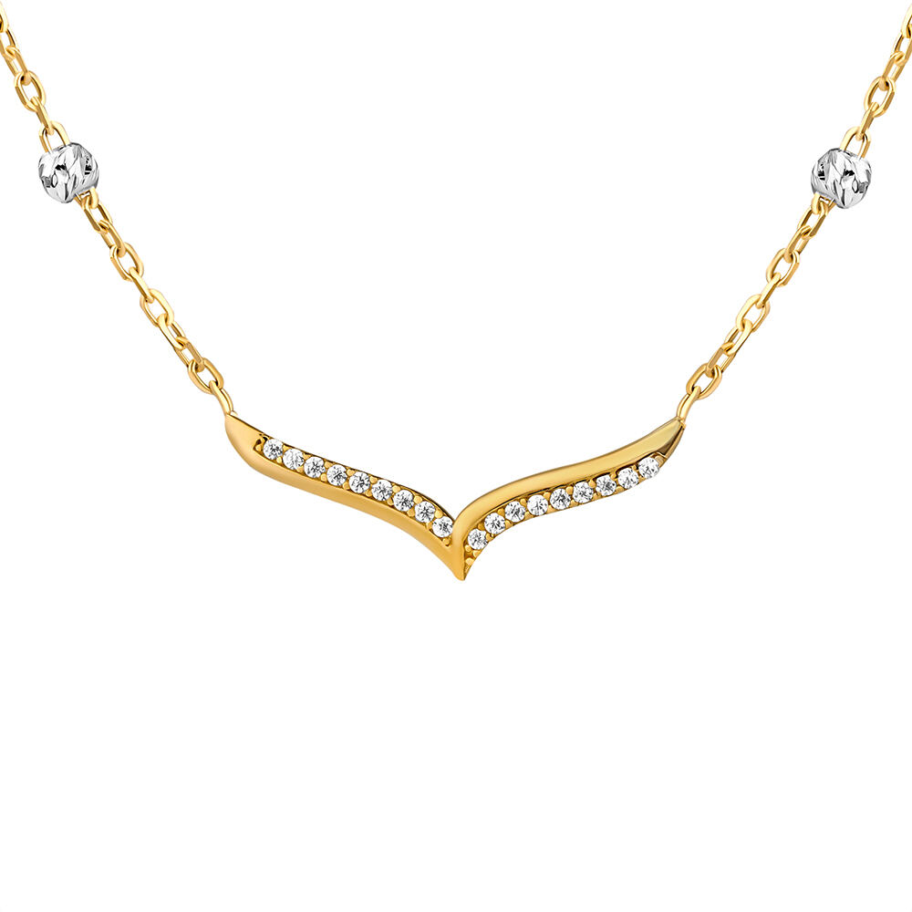 Silvego Zlatý náhrdelník Vionne z bieleho a žltého zlata s Brilliance Zirconia - 1,3 mm FNN1143NGYW