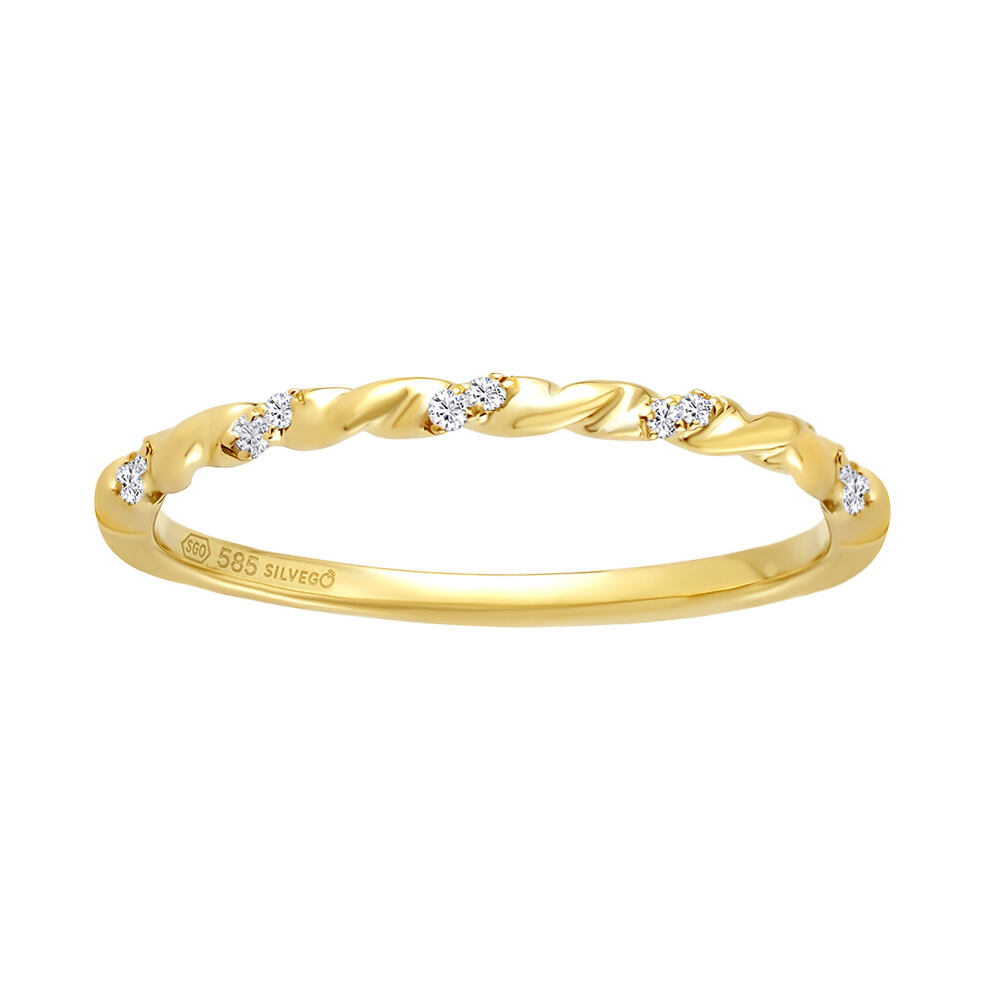 SILVEGO Diamantový prsten Lorana ze žlutého zlata s diamanty 0,05 ct - 1,5 mm DNN12822RGYD