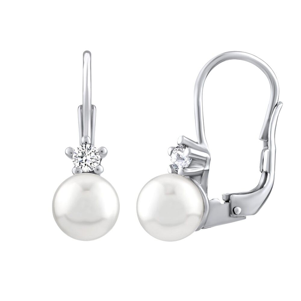 Silvego Strieborné náušnice s bielou Swarovski® Perlou SILVEGO35037W