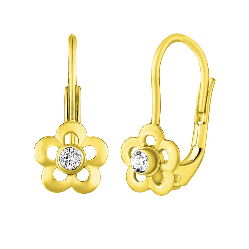Silvego Zlaté detské náušnice kvetinky Fiore s Brilliance Zirconia SILVEGOG70164CZY