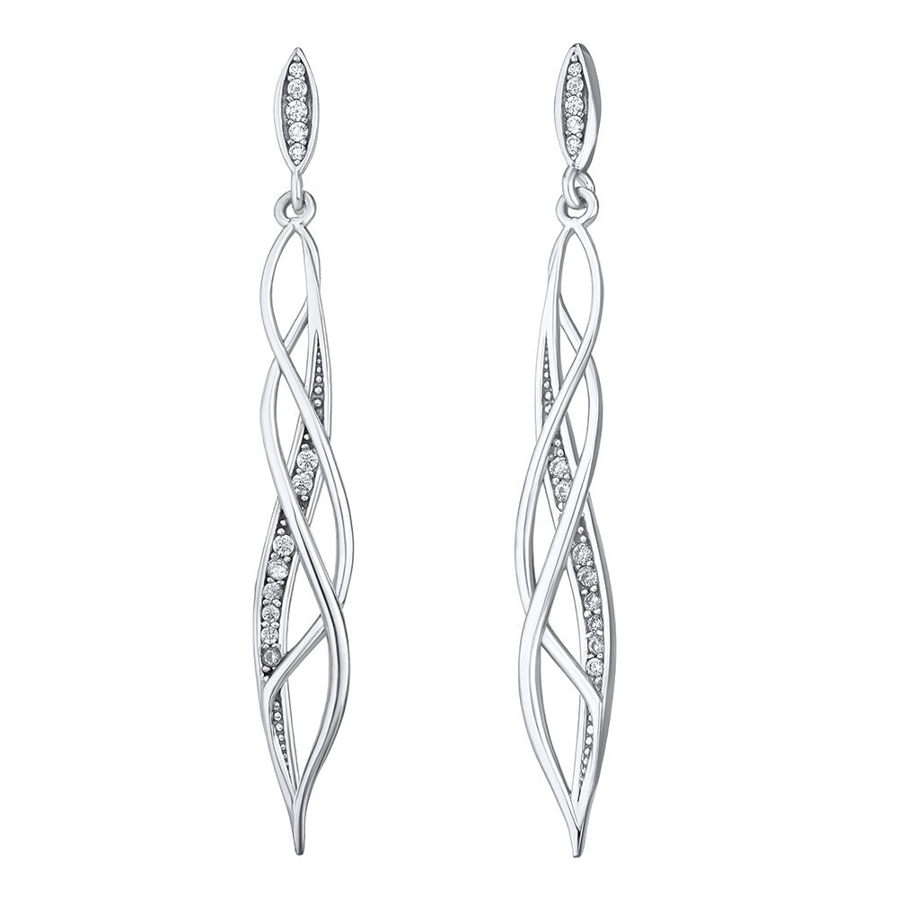Silvego Strieborné visiace náušnice Siobhan s Brilliance Zirconia SILVEGOB32480EW
