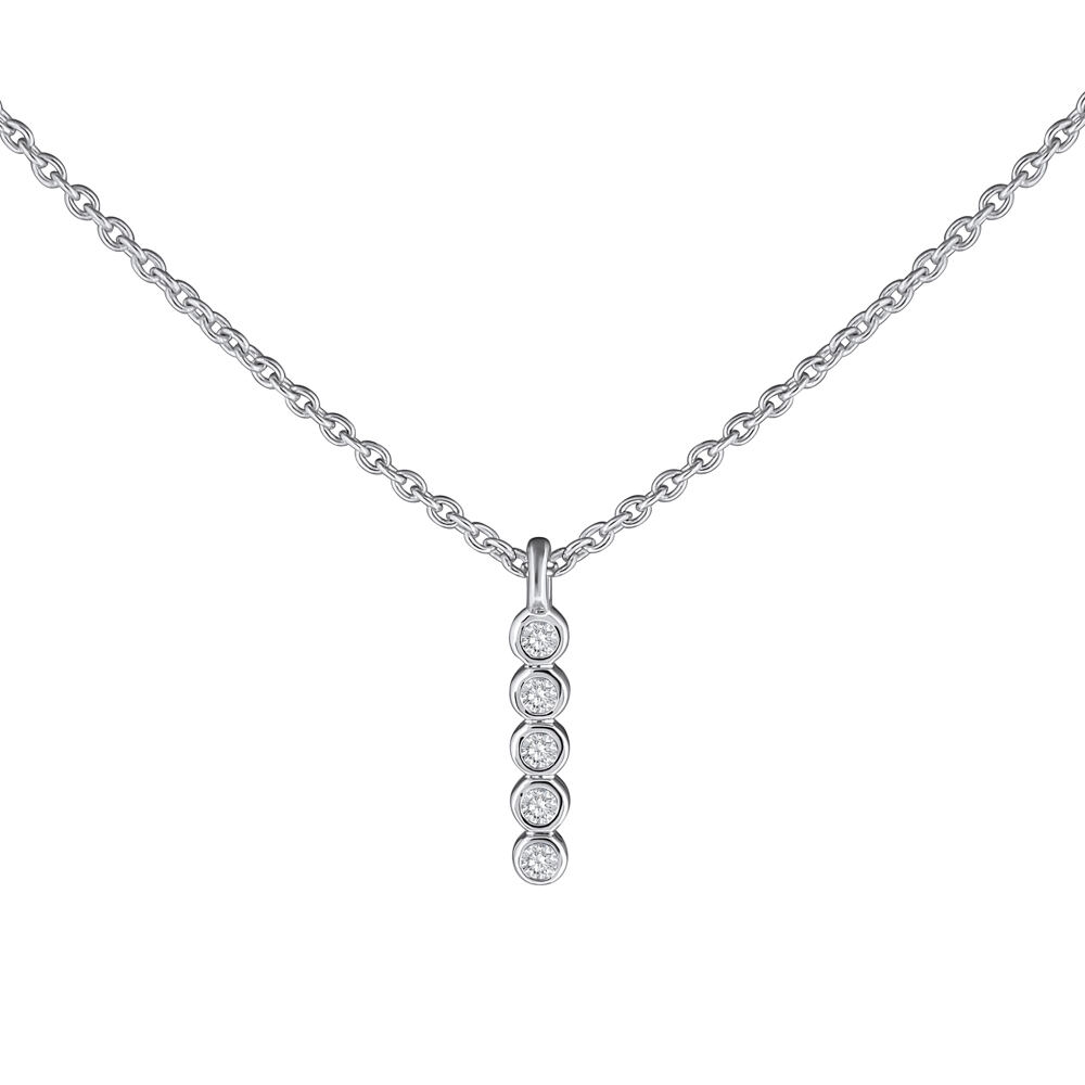 Silvego Diamantový náhrdelník Sylwana z bieleho zlata 40+5 cm 0,04 ct DNN4118NGWD