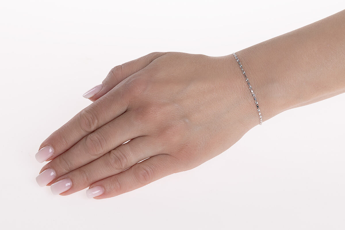 Zlatý náramek Valentino z bílého zlata se střídavými broušenými očky - 2 mm varianta 18 cm