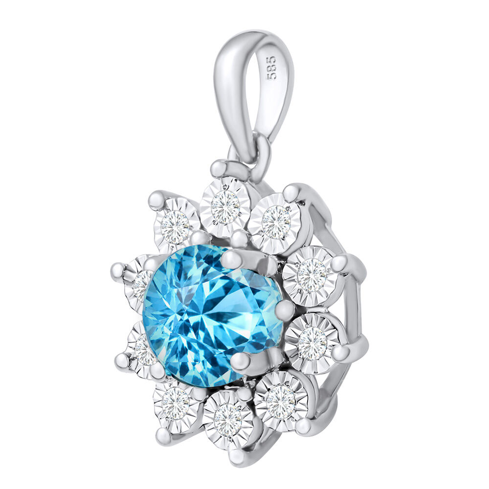 Diamantový přívěsek Scala z bílého zlata s přírodním Swiss Blue topazem a diamanty 0,06 ct