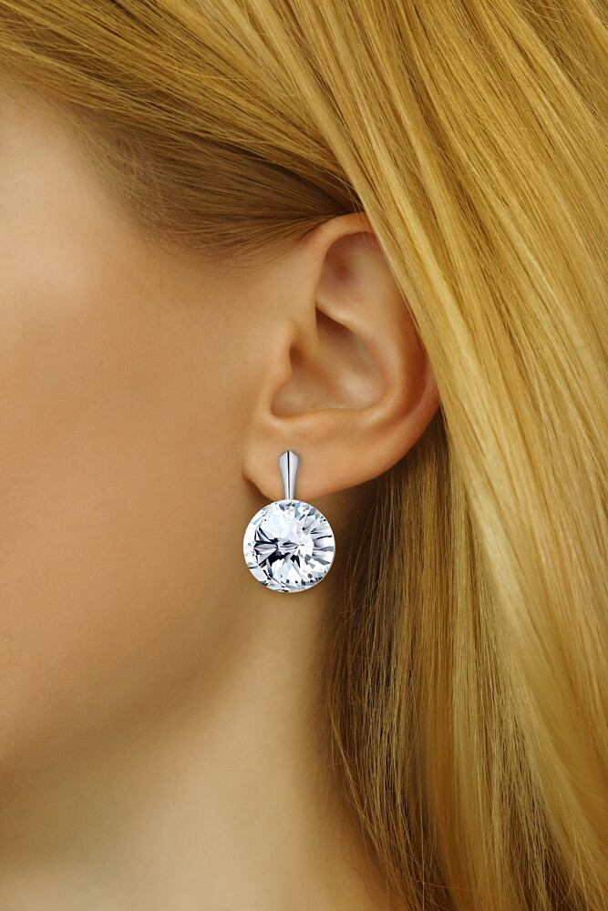 Stříbrné náušnice se Swarovski® Crystals 18 mm rivoli čiré