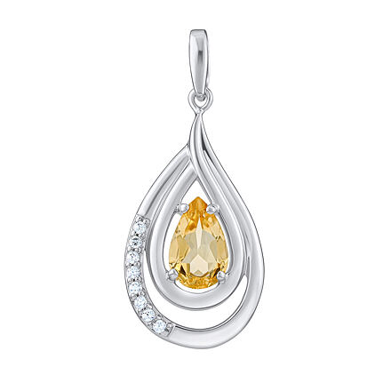 Silvego Luxusný strieborný prívesok s pravým Citrínom a Brilliance Zirconia FWP10130CI