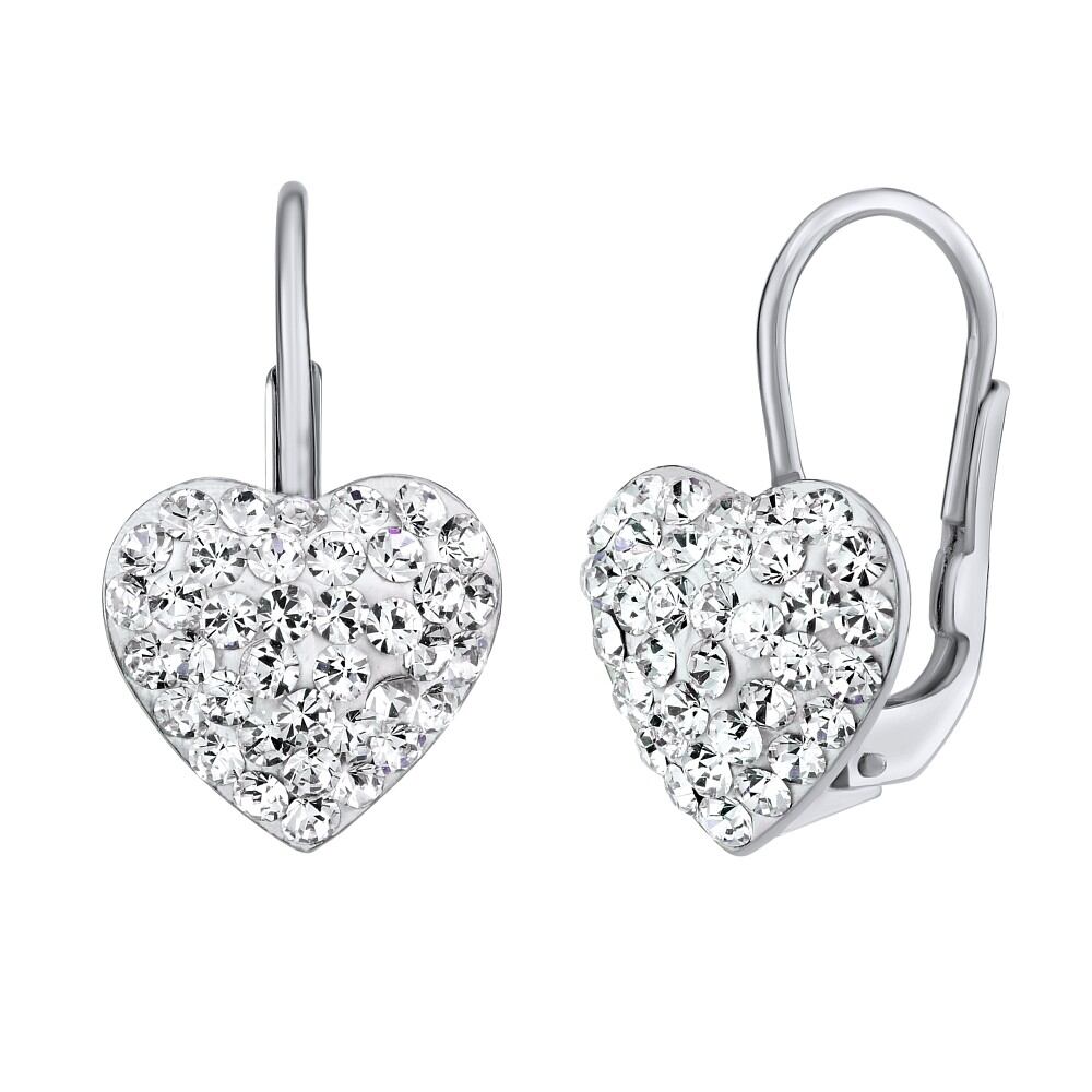 Silvego Strieborné náušnice srdce so Swarovski® Crystals SILVEGOB36011