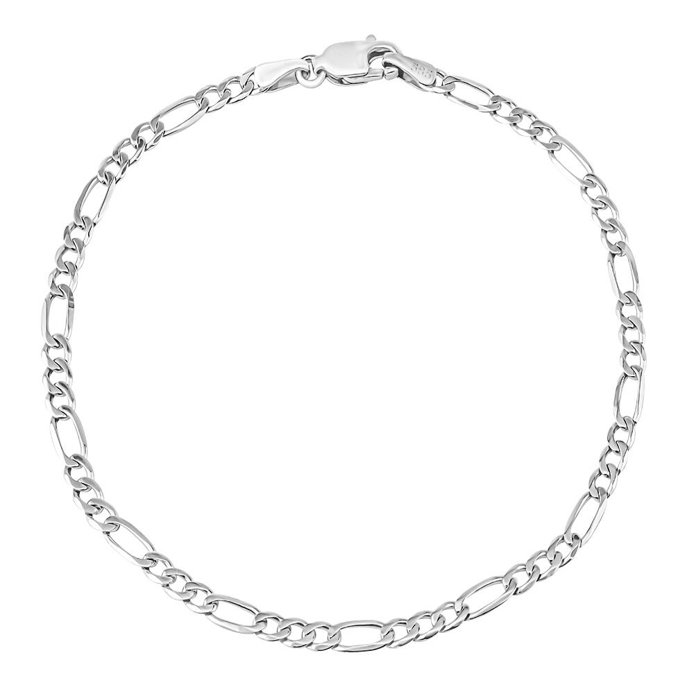 Zlatý náramek Figaro z bílého zlata - 3 mm varianta 20 cm