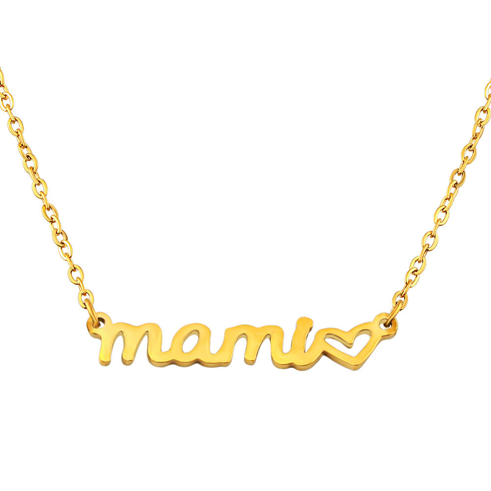 Pozlacený náhrdelník s nápisem Mami z chirurgické oceli