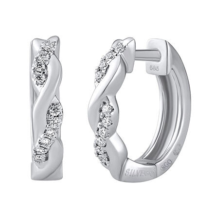 Silvego Diamantové náušnice kruhy Kyra z bieleho zlata s diamantmi 0,07 ct ⌀13 mm DNN3925EGWD