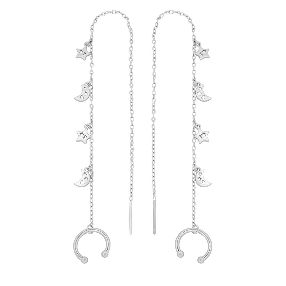Silvego Strieborné visiace retiazkové náušnice Leonis s hviezdami a mesiacmi JJJ1516ES