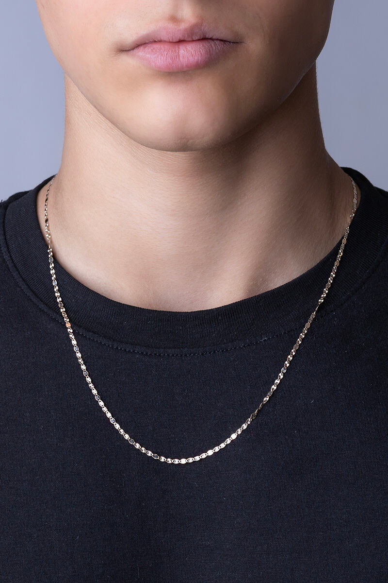 Zlatý řetízek Valentino ze žlutého a bílého zlata s broušenými a hladkými očky - 2 mm varianta 55 cm