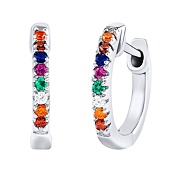 Runde Ohrringe Silber 925 Daymen mit farbigen Brilliance Zirconia