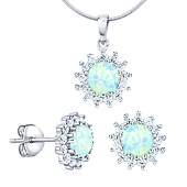 Opal-Set aus Silber – Opal-Ohrringe und Opal-Anhänger