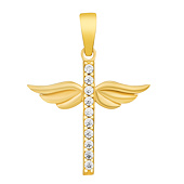 Zlatý přívěsek křížek Angelus ze žlutého zlata s Briliance Zirconia