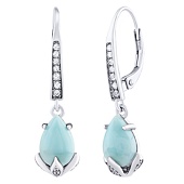 Clarissa Silberohrringe mit echtem Larimar und Brilliance Zirconia