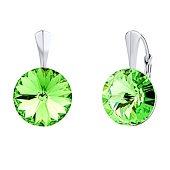 Silberohrringe mit Swarovski® Crystals grüne Rivoli 12mm