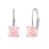 Ohrringe aus Silber 925 mit synthetischem rosa Opal 6 mm