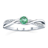 Silberring mit echtem grünem Smaragd und Brilliance Zirconia