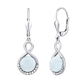 Silber-Hängeohrringe mit natürlichem Aquamarin