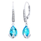 Clarissa Silberohrringe mit echtem Hellblautopas und Brilliance Zirconia