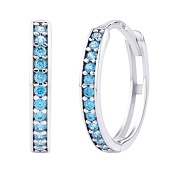 Ohrringe Gold Creolen aus Weißgold Lily mit blauen Brilliance Zirconia