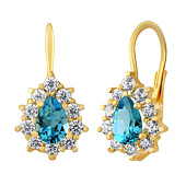 Topas Ohrringe aus Gelbgold KRISTIN mit echtem blauem Topas und Brilliance Zirconia