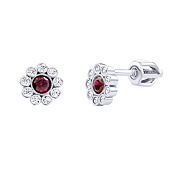 Ohrstecker aus Silber 925 rote Blumen Celeste mit Brilliance Zirconia Damen- und Kinderohrringe