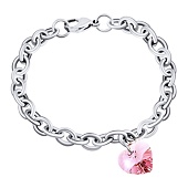 Damen Armband aus Edelstahl Herz 14 mm von Swarovski® Crystals Light Rose