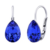 Ohrringe aus Silber 925 mit Swarovski® Crystals Tropfen Dunkelblau