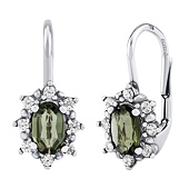 Moldavit-Ohrringe Lina aus Silber 925 mit Brilliance Zirconia