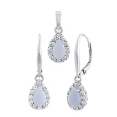 Schmuck-Set mit echtem Achat GENEVA – Ohrringe und Anhänger Silber 925