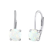 Ohrringe aus Silber 925 mit synthetischem Opal 6 mm