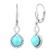 Silber-Hängeohrringe mit natürlichem Larimar