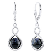 Silber-Hängeohrringe mit synthetischem blauem Sandstein